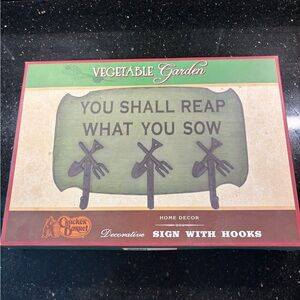Cracker Barrel 16" - 'Vegtable Garden' Sign w Metal Hooks
